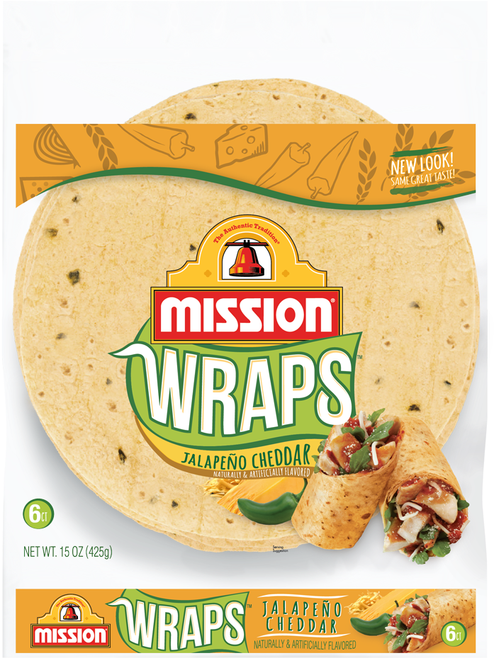 Jalapeño Cheddar Wraps - Mission Wraps Jalapeno Cheddar (880x940), Png Download