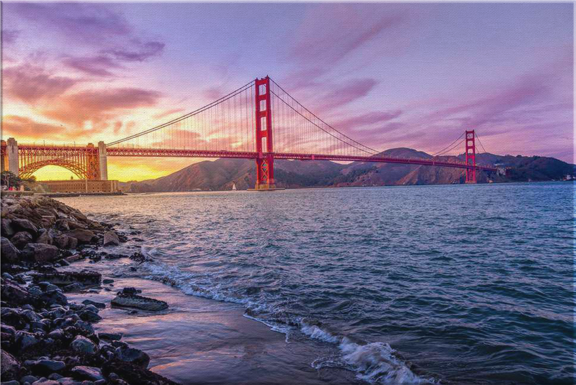 "golden Gate Bridge" Canvas - Beautiful Scenery In Us (2000x2000), Png Download