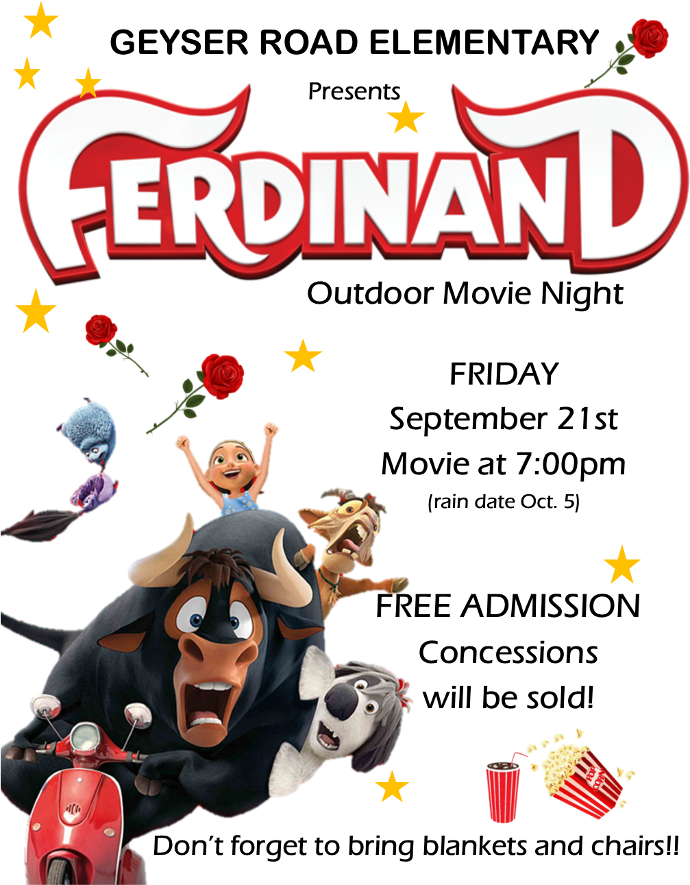Join Us For A Movie Night Outside On The Lawn At Geyser - Ferdinand The Bull (1057x1290), Png Download