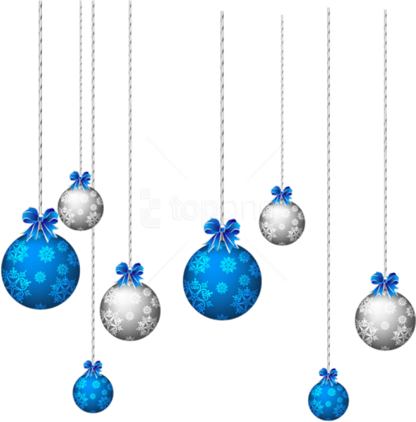 Free Png Blue And White Hanging Christmas Balls Png - Blue Christmas Ornament Png (850x846), Png Download