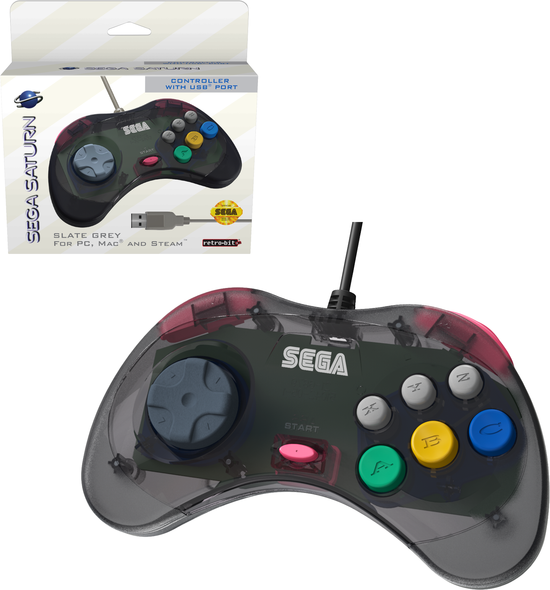 Sega Saturn 8-button Arcade Pad - Sega Saturn (2000x2000), Png Download