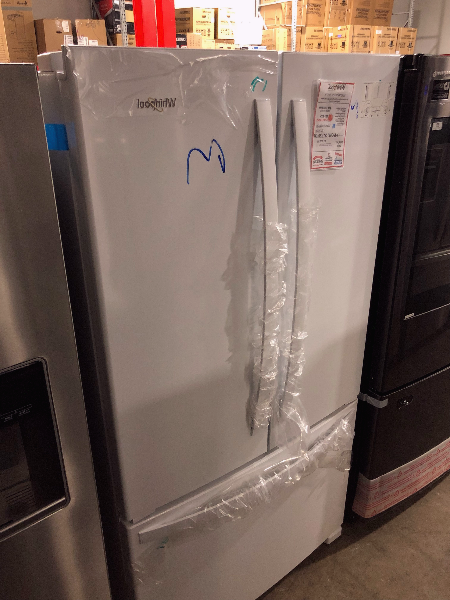 White Whirlpool 36" French Door Refrigerator With Water - Refrigerator (450x600), Png Download