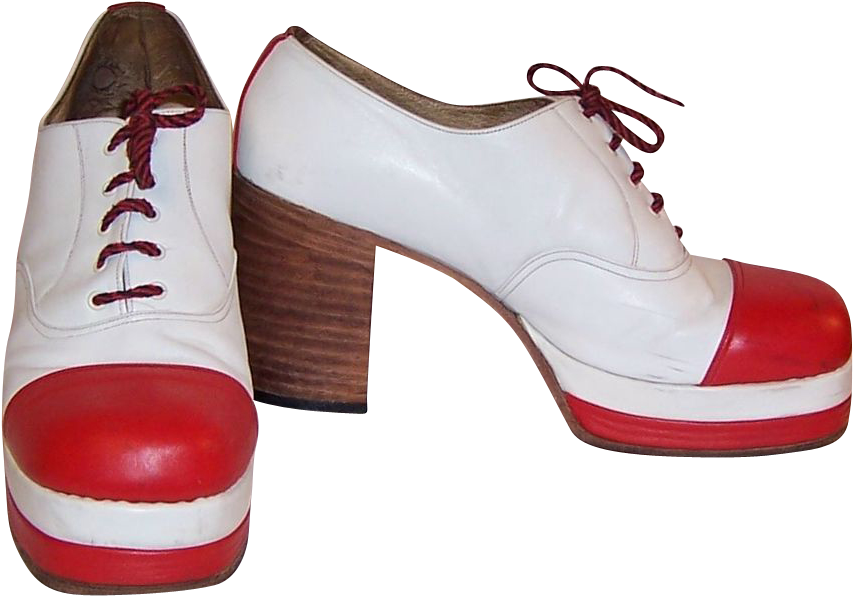 Men's Original 1970's Red & White Leather Platform - Basic Pump (852x852), Png Download