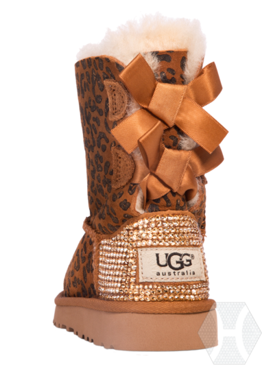 Red Ugg Boots With Cheetah Print Bow (600x600), Png Download