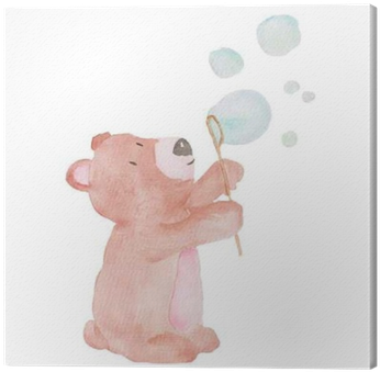 Bear Cute Animal Watercolor Illustration Bubbles Water - Watercolor Painting (400x400), Png Download