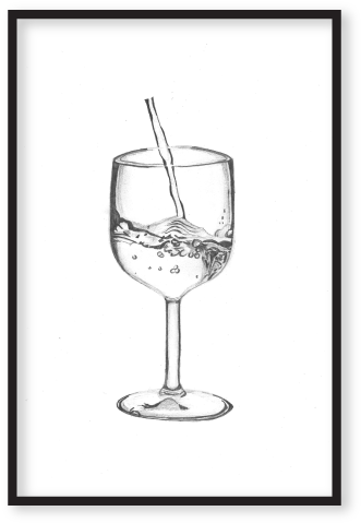Watercolor //1 - Champagne Stemware (342x496), Png Download