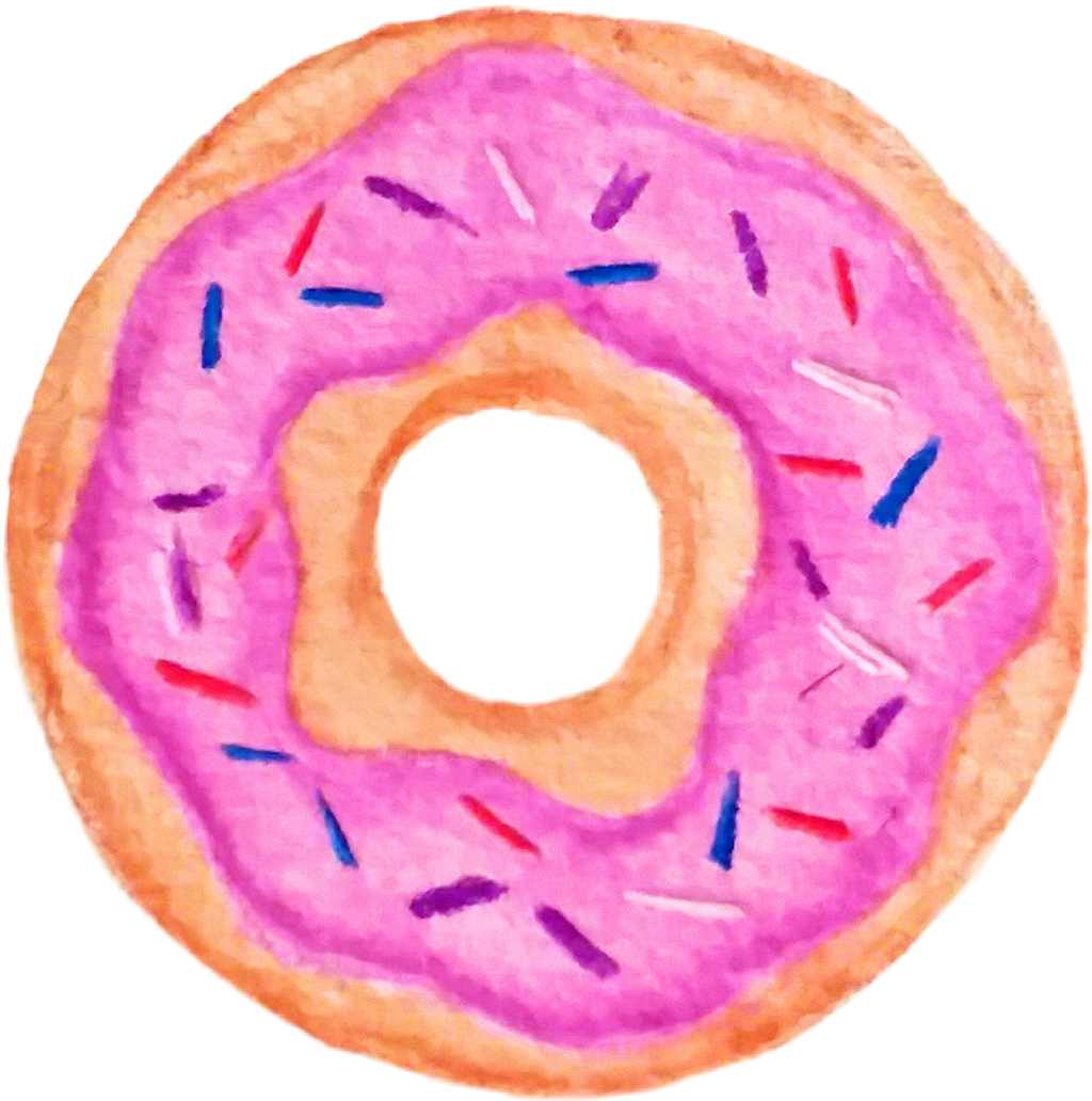 Donut Watercolor Hipster Doodle - Watercolor Painting (1024x1032), Png Download