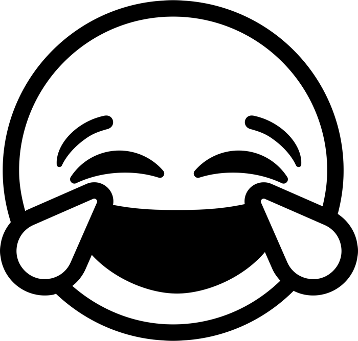 Laughing Tears Emoji Rubber Stamp - Laughing Emoji Black And White (600x573), Png Download