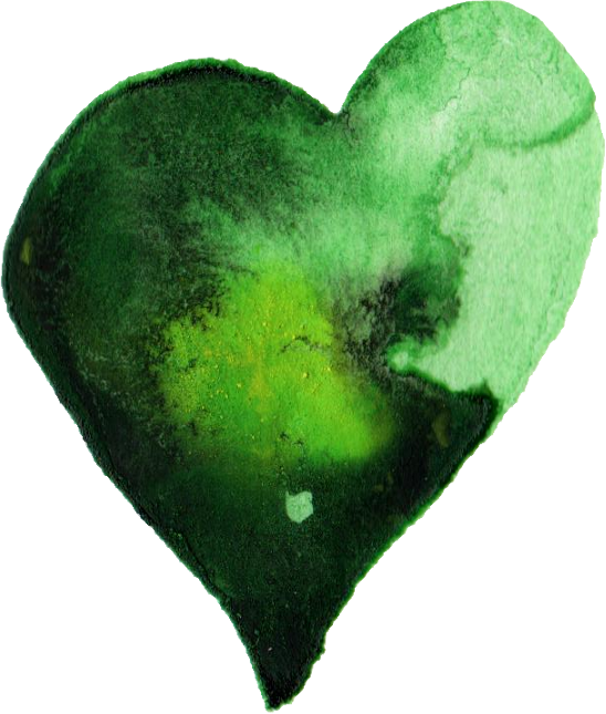 Free Download - Green Heart Water Color Png (548x645), Png Download