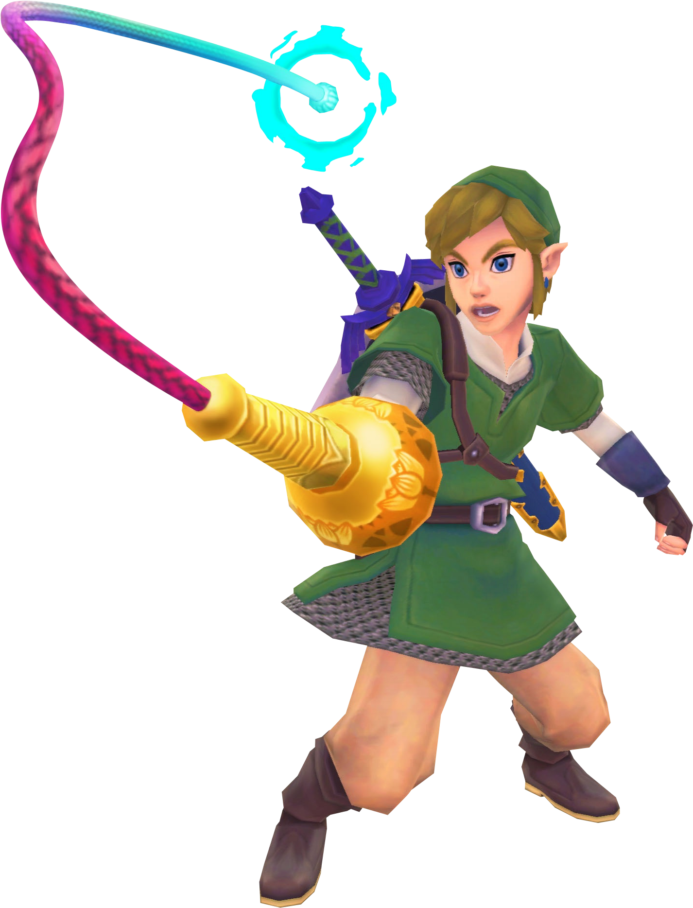 Using The Whip - Zelda Skyward Sword Link (1450x1900), Png Download