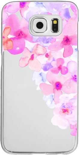 Bright Purple Watercolor Flowers Painted Floral Design - Mobile Phone Case (300x547), Png Download