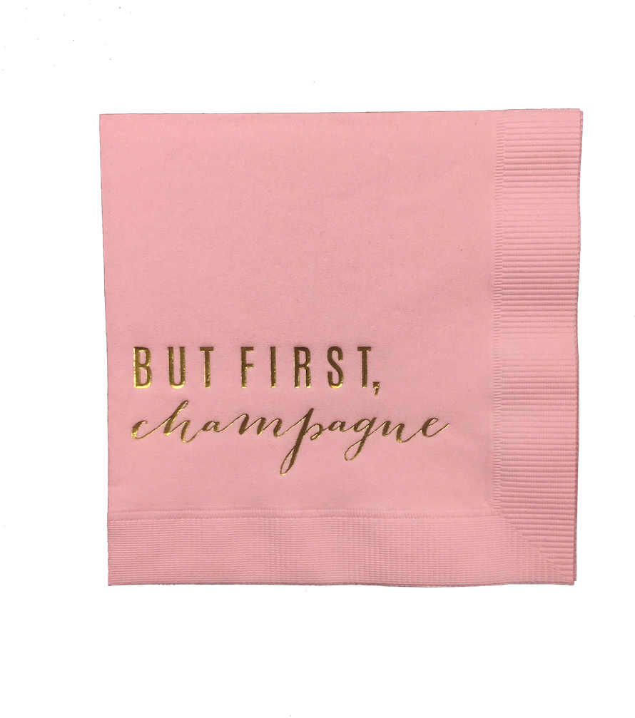 Download But First, Champagne Pink Party Napkins Paper Full Size