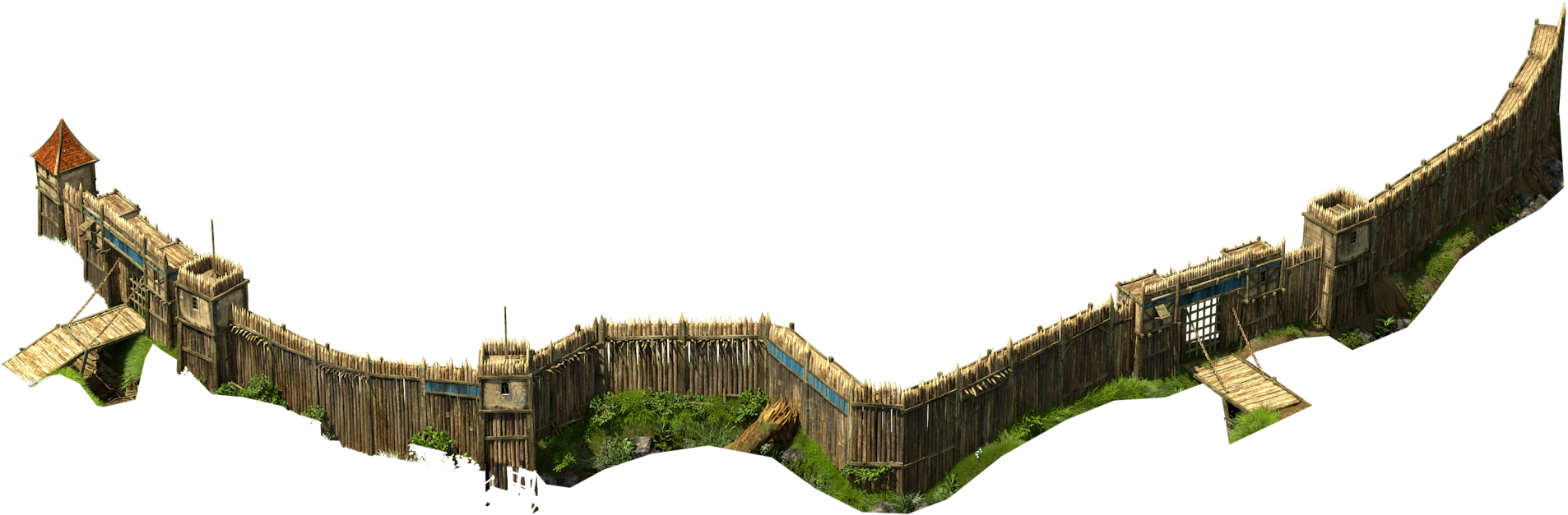 Wall Lvl 1-6 Bottom - Tribal Wars 2 Wall (1906x627), Png Download