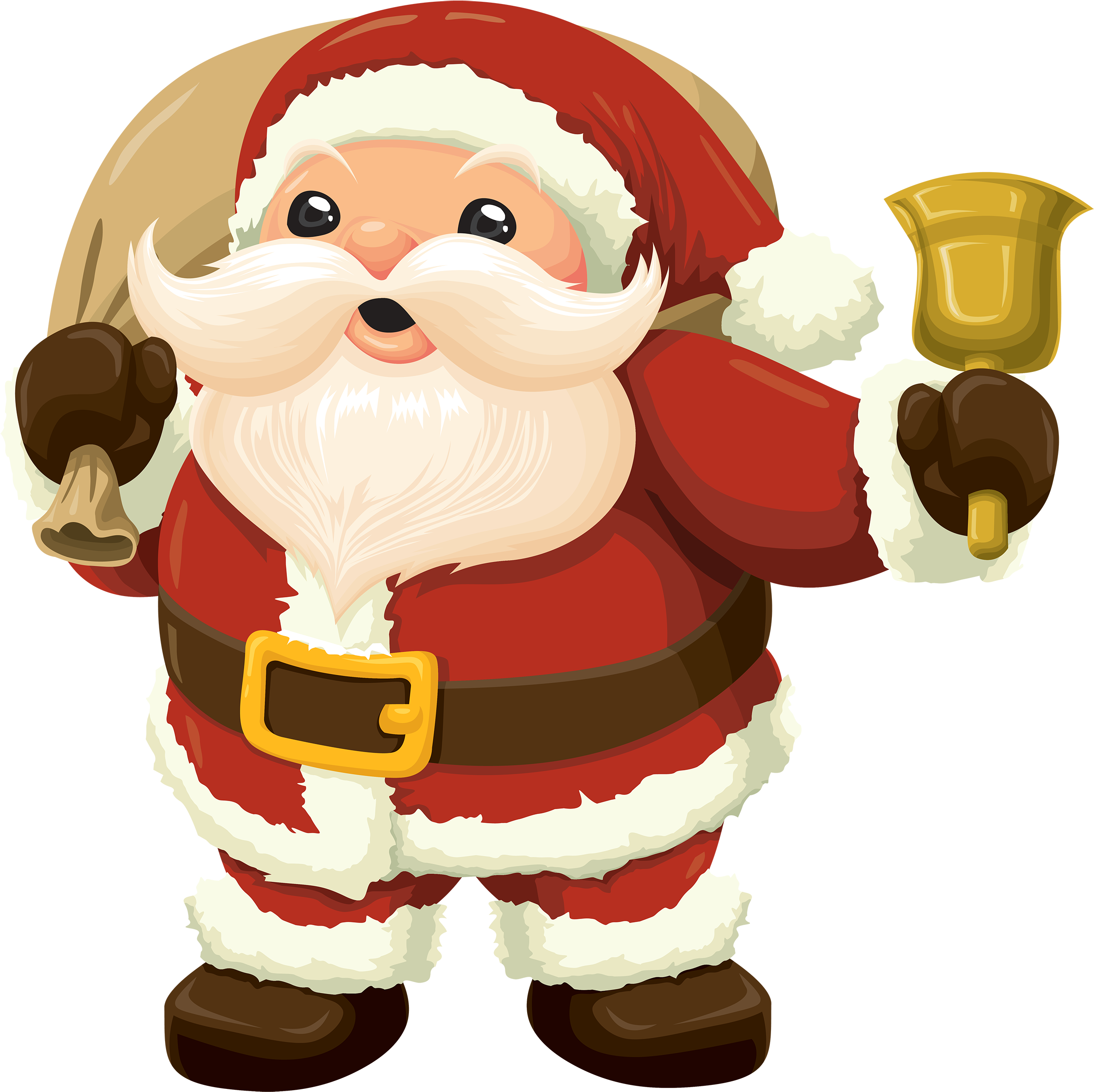 Clipart Stock Transparent Santa Kawaii - Santa Claus With Bell (2500x2496), Png Download
