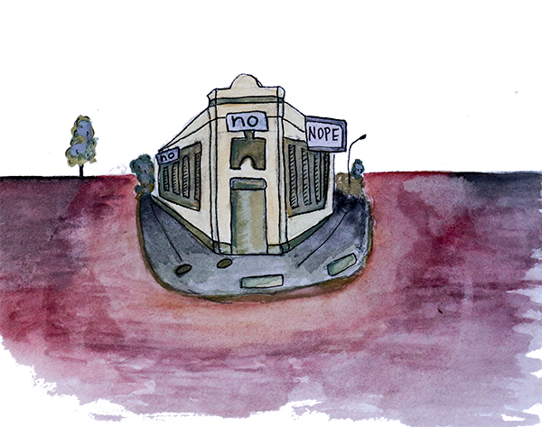 Angry Little Buildings - Painting (600x473), Png Download