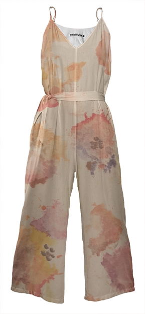 Watercolor Floral Tie Waist Jumpsuit $178 - Pajamas (400x645), Png Download