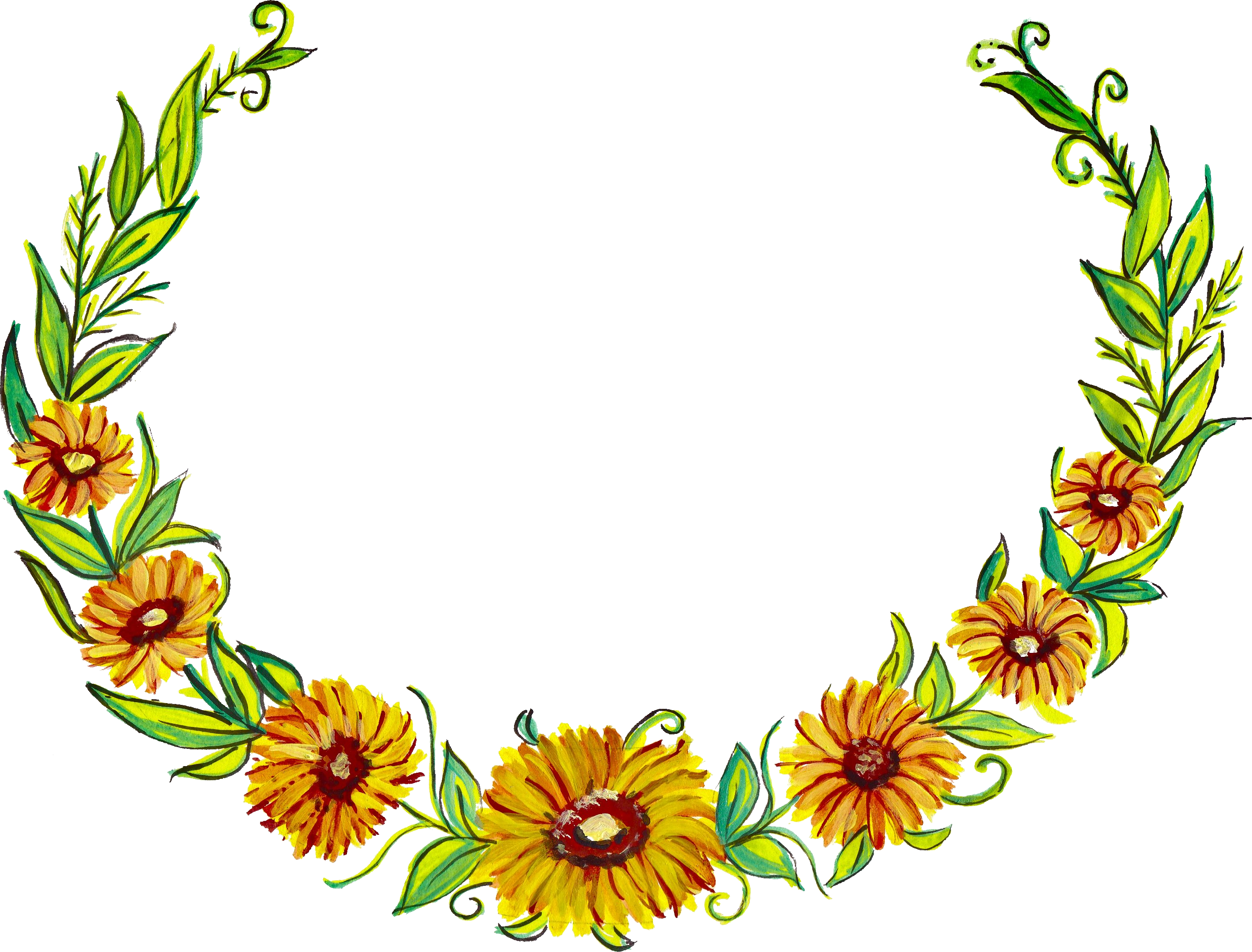 Free Download - Wreath Painting (2840x2161), Png Download