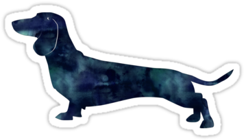 Dachshund Dog Black Watercolor Silhouette Sticker - Dachshunds Stickers (375x360), Png Download