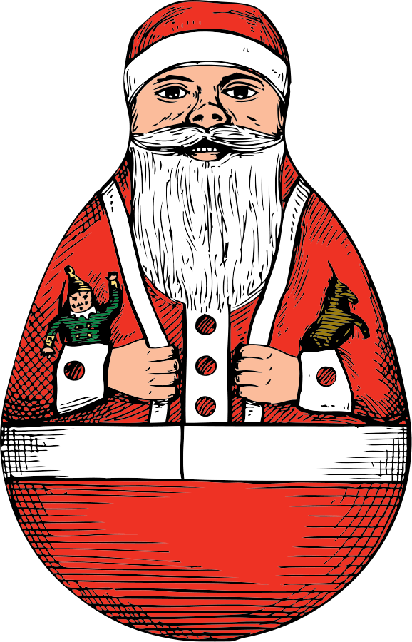 Free Vector Rolly Polly Santa Clip Art - Christmas Rolly Poley Santa Card (384x597), Png Download