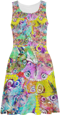 Vibrant Flower Watercolor Atalanta Sundress - Design Art Seamless Butterflies - Floral Art Canvas (500x500), Png Download