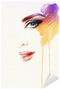 Beautiful Woman Face - Art Print: Ismagilova's Beautiful Woman Face. Watercolor (400x400), Png Download
