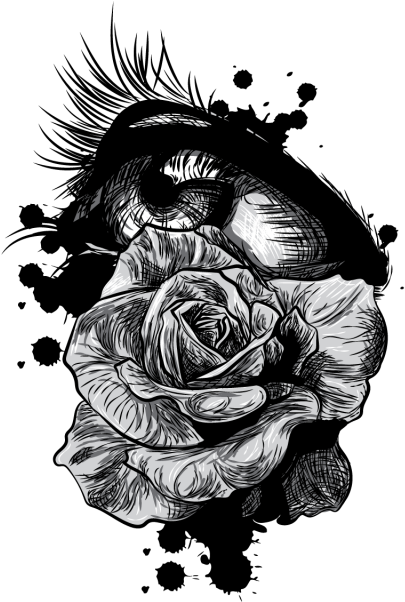 Hand Drawn Eye And Rose For Tshirt Design, Hand Drawn, - Vector Graphics (640x640), Png Download