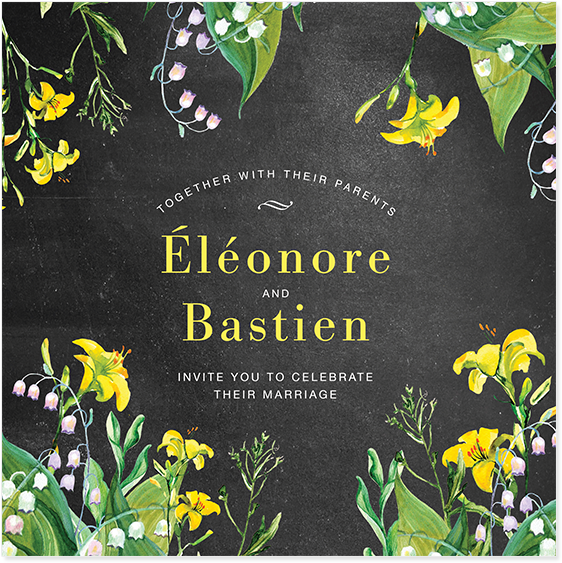Botanical Wedding Invitation, Yellow And White Flowers (700x700), Png Download