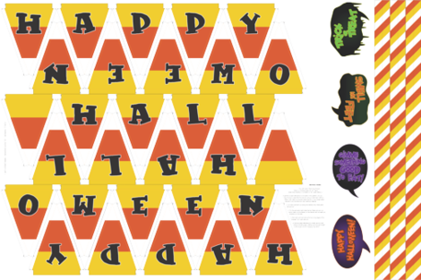 Candy Corn 'happy Halloween' Banner Fabric By Seidabacon - Seed Bead (470x313), Png Download