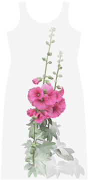 Pink Hollyhocks, Watercolor Phaedra Sleeveless Open - Pink Flowers, Watercolors Cotton Beach Towel By Ivaw (500x500), Png Download