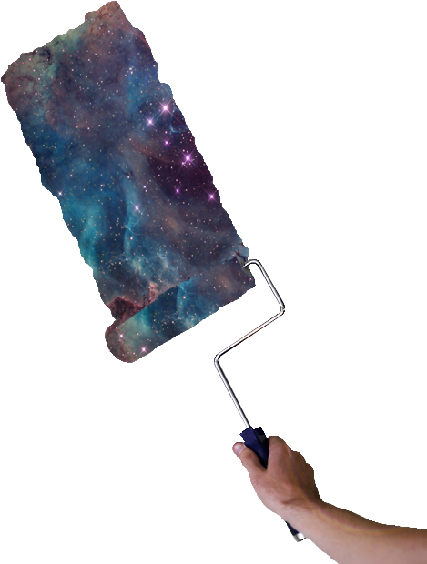 Galaxy, Paint, And Wall Image - Painting A Galaxy On A Wall (500x639), Png Download