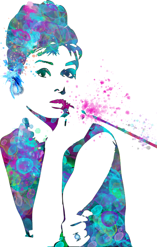 Watercolor Audrey Hepburn - Audrey Hepburn (510x800), Png Download