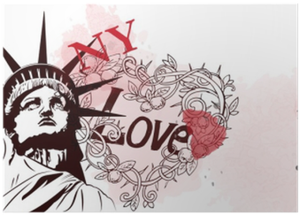 Statue Of Liberty And Love Ny Doodle On Watercolor - Statue Of Liberty (400x400), Png Download