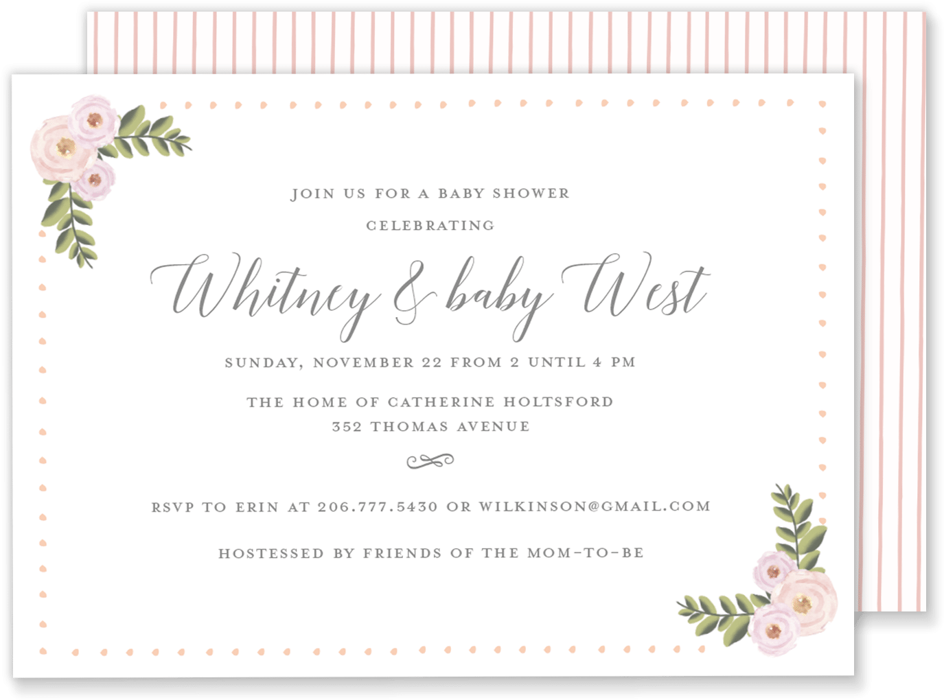 Whitney Watercolor Shower Invitation - Calligraphy (1500x1073), Png Download