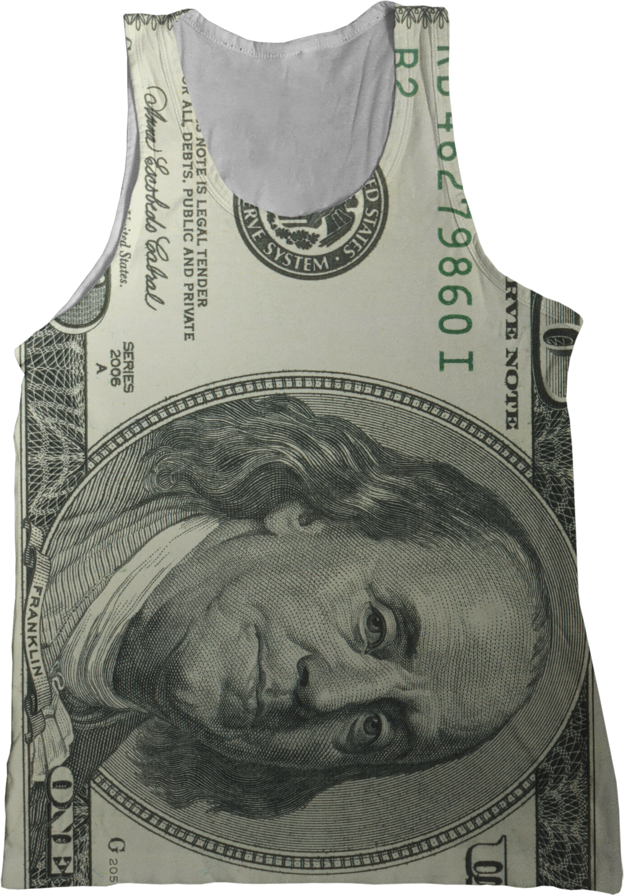 Benjamins 100 Dollar Bill Tank Top - 100 Dollar Bill (1296x1786), Png Download