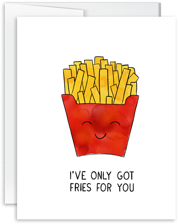 I Only Have Fries For You Watercolor Greeting Love - Love (1000x1000), Png Download