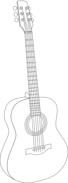 Guitar Clip Art - Acoustic Guitar Drawing Png (222x594), Png Download