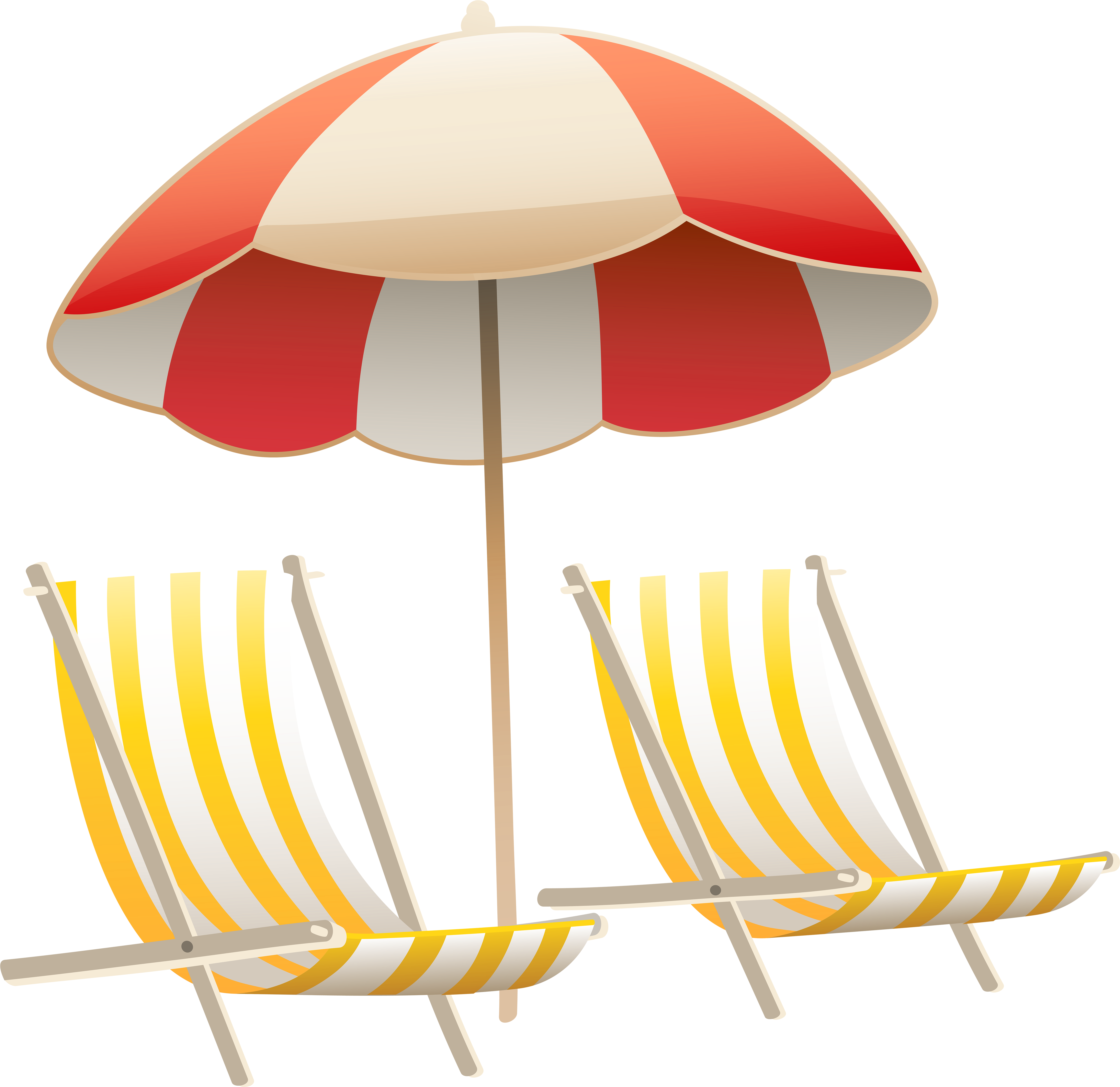 Clipart Png Beach - Beach Chair And Umbrella Clip Art (5720x5553), Png Download