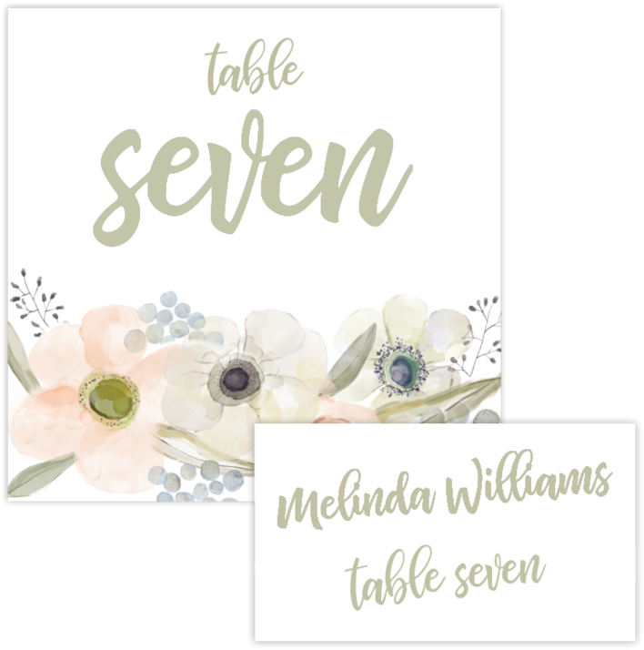 Table Number And Escort - Watercolor Painting (1000x1000), Png Download