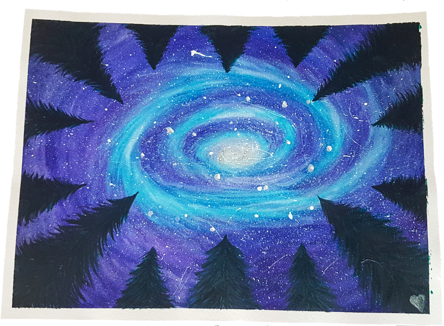 Spiral Galaxy, Watercolor Painting, 9 X 12 Inch - Spiral Galaxy (1967x1106), Png Download