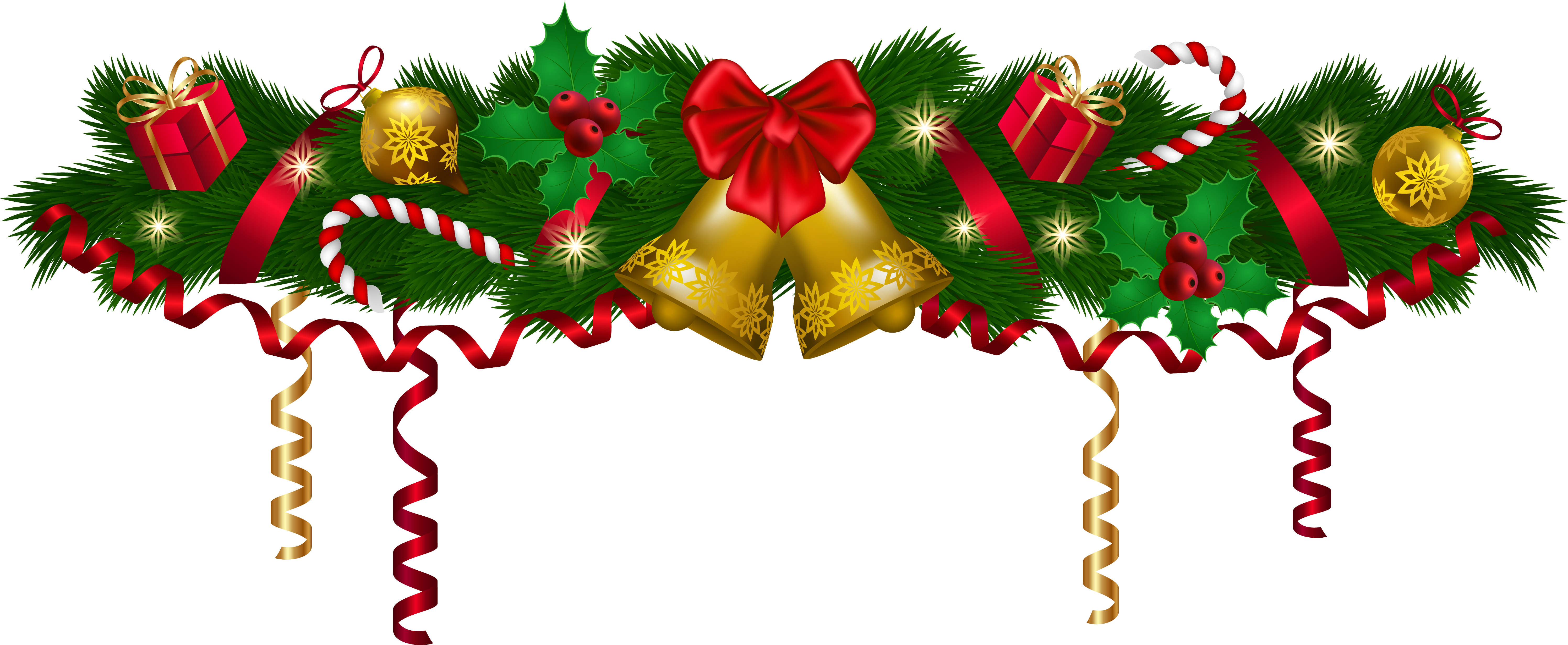 Christmas Deco Garland Png Clip Art Image (6193x2612), Png Download