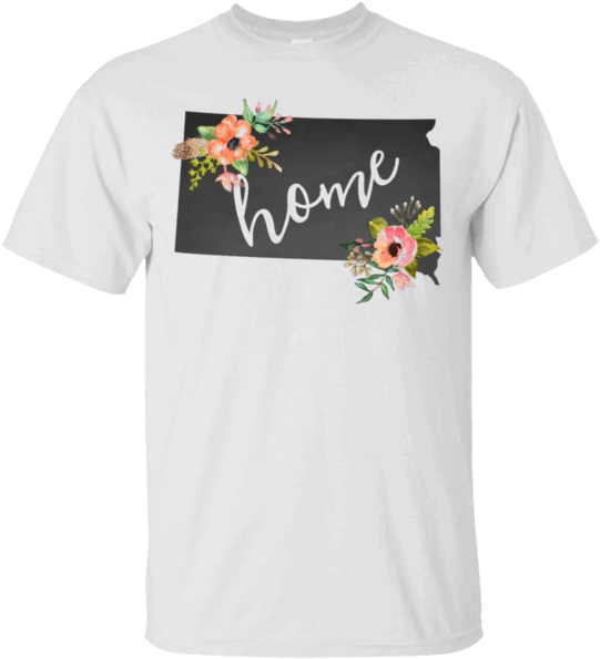South Dakota Home Chalkboard Watercolor Flowers State - Montana Home Chalkboard Watercolor Flowers State T-shirt (600x600), Png Download