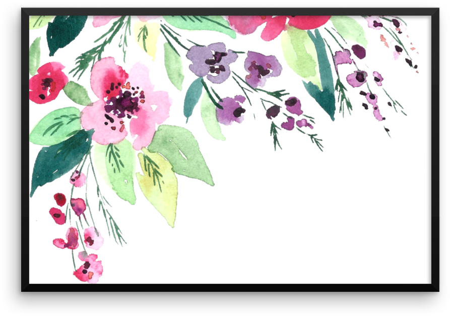 Watercolor Flowers Framed Photo Paper Poster - Watercolor Flowers (1000x1000), Png Download