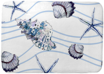 Seamless Marine Pattern With Shells, Starfish And Blue - Sfondo Marino Bianco (400x400), Png Download