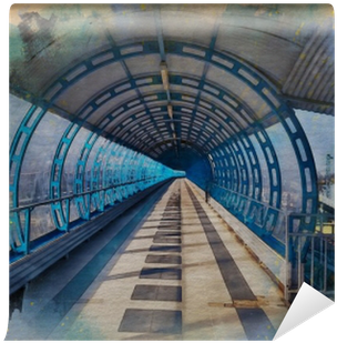 Watercolor Pattern Of A Blue Metal Bridge Tunnel Colorful - Balsa Wood Bridge (400x400), Png Download