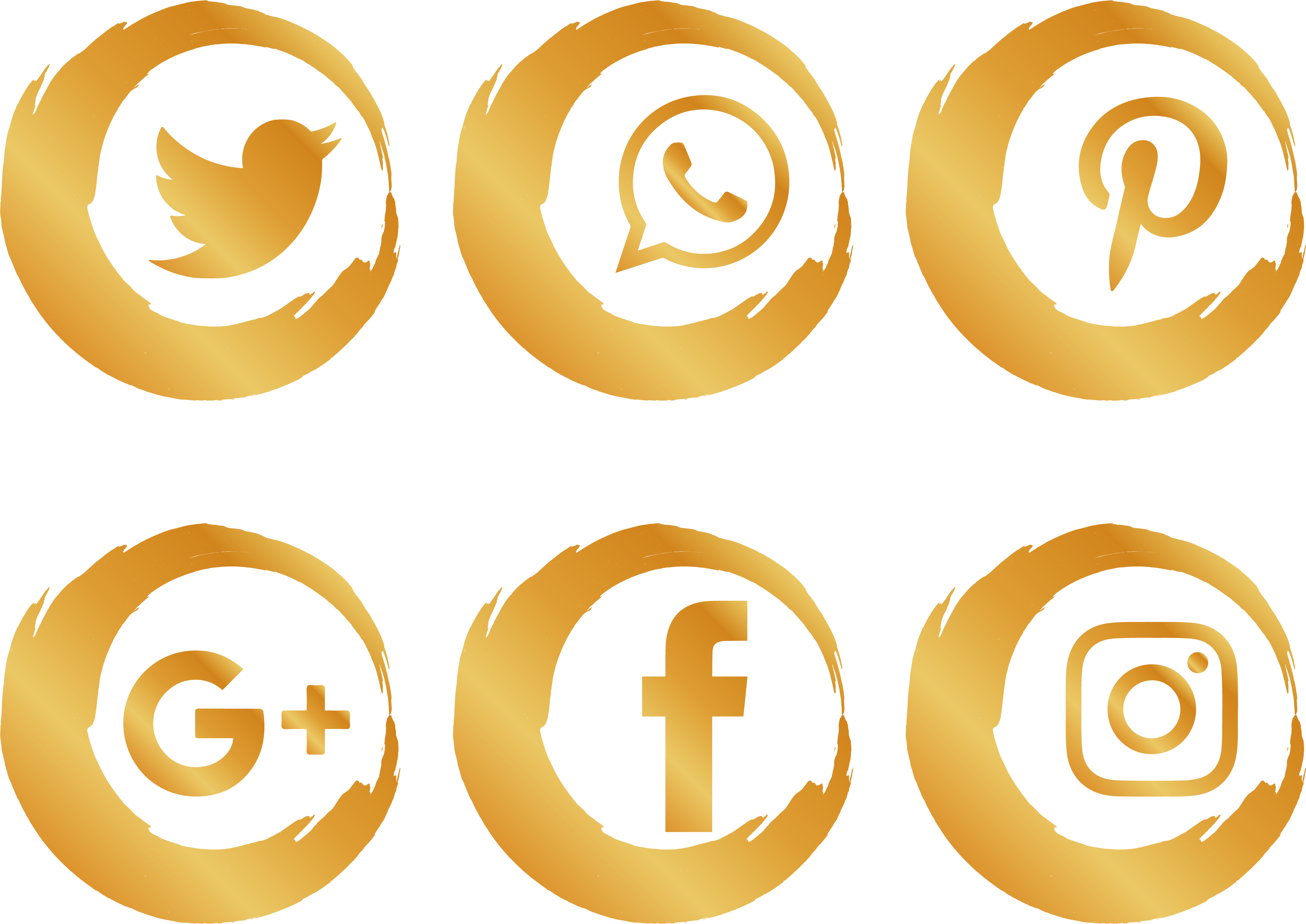 Media Icon Gold Brush Social Network Icons Clipart - Gold Social Media Icons Png (3602x2549), Png Download