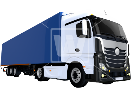 Blue Trailer Euro Semi Truck - Ventura County, California (550x351), Png Download