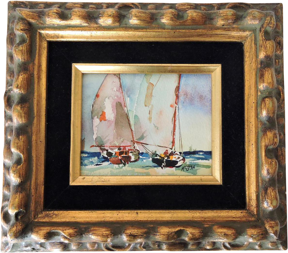 "yacht Sailing In Florida" Watercolor Painting By Jerry - Watercolor Painting (1318x1156), Png Download