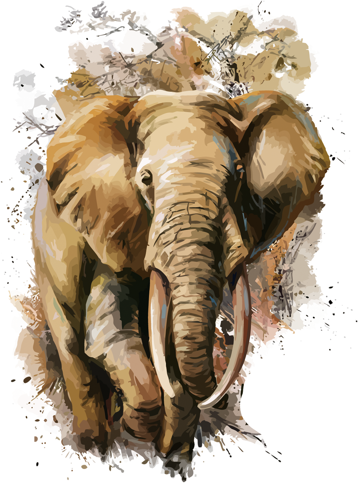 Elephant Watercolor (1333x1600), Png Download