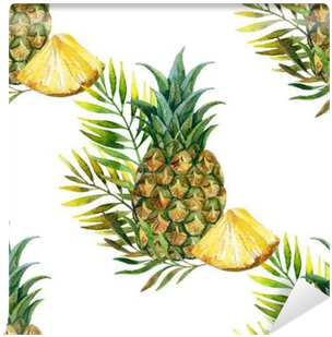 Watercolor Pineapple Seamless Pattern Wall Mural • - Ананас Акварелью (400x400), Png Download