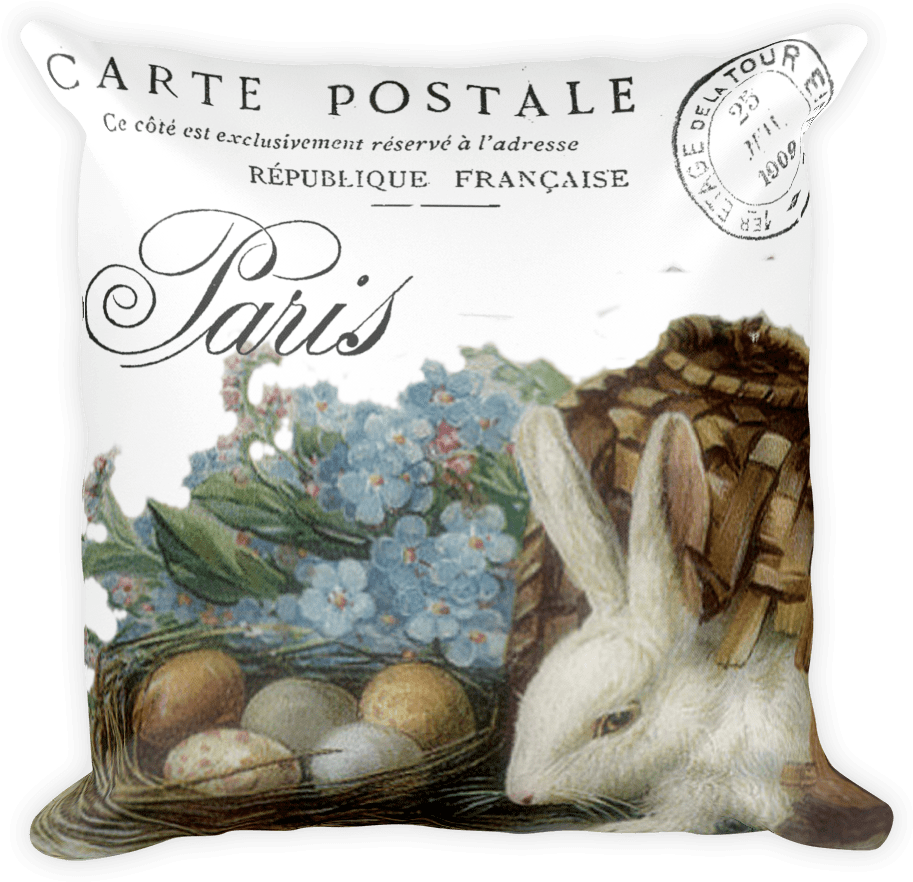 Vintage Easter Bunny Throw Pillow - Throw Pillow (1000x1000), Png Download